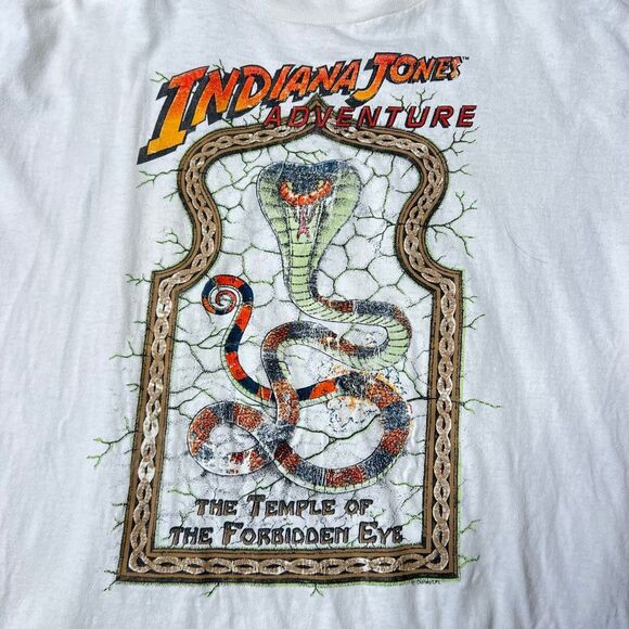 Vintage 90s Disneyland Indiana Jones The Temple of The Forbidden Eye T Shirt L X - Picture 2 of 5